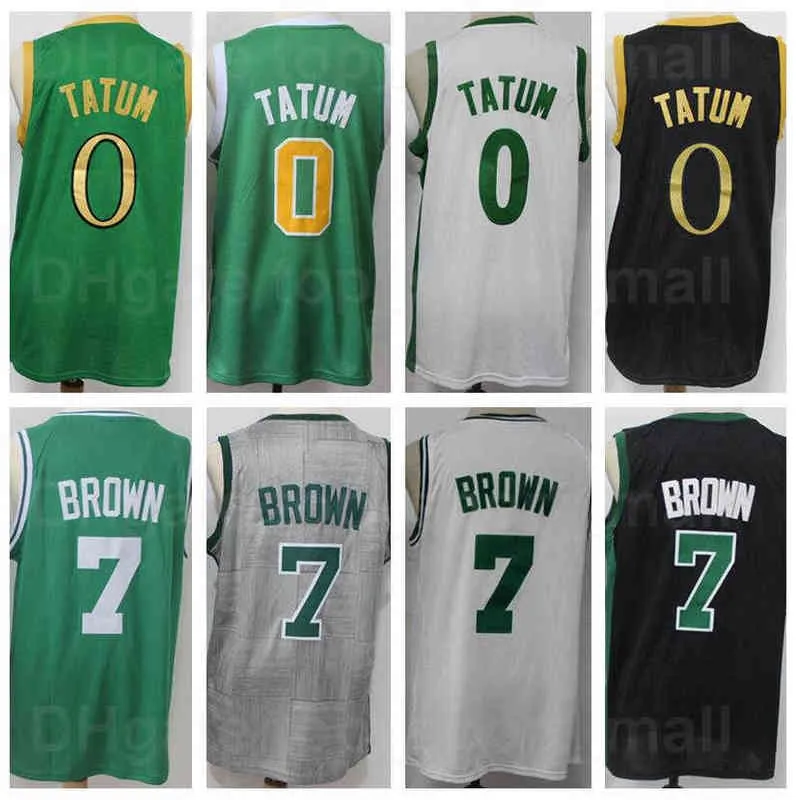 Jayson Tatum Jersey 0 Men basketboll Jaylen Brown 7 Black Green White Grey Team Color Breatble Pure Cotton