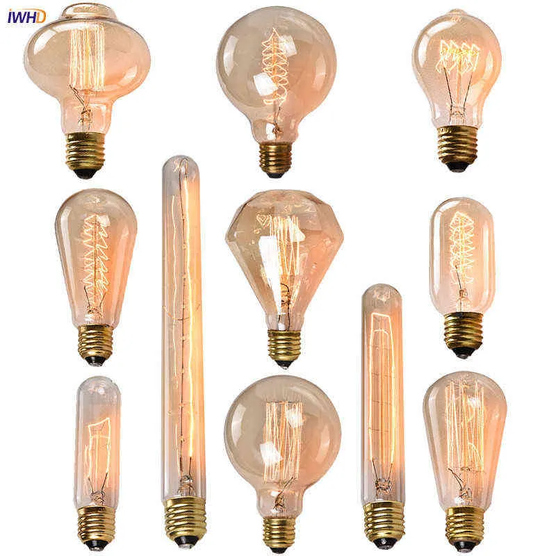 IWHD ST64 G80 Ampul Edison Ampul E27 40W 220V Endüstriyel Dekorasyon Vintage Retro Lamba Ampul Ampou Bombilla Gloeilamp H220428