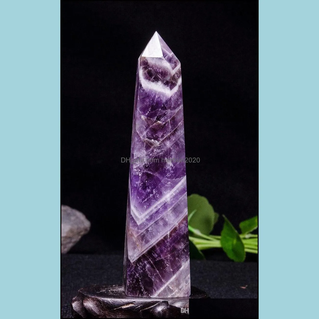Free shipping Wholesale Rare Purple Natural Chevron Banded Amethyst Tower Auralite Quartz Crystal Point Wand Healing Jewelry Making