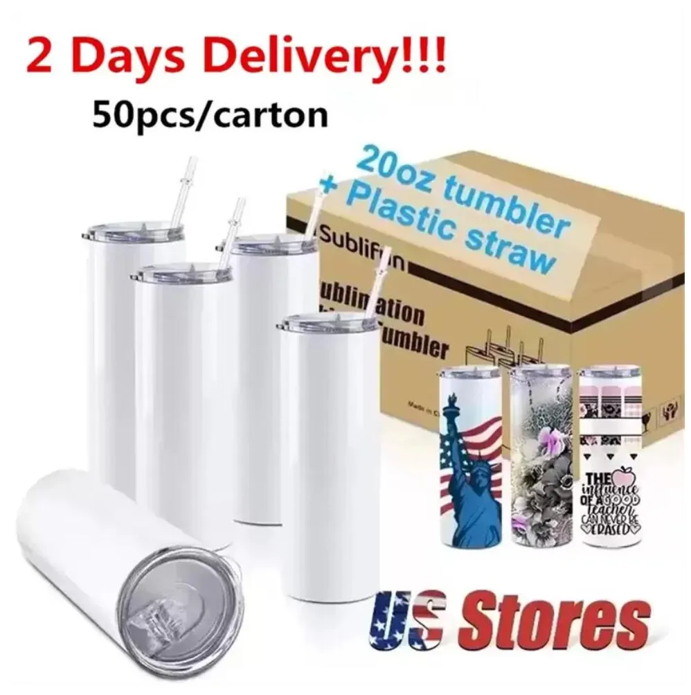US STOCK STRAIGHT 20oz Sublimation Sublimation Tumblers 20 Oz With Straw  Stainless Steel Water Bottles Double Insulated Cups Mugs For Birthday Party  Gifts B0719 From Bestoffers, $0.3