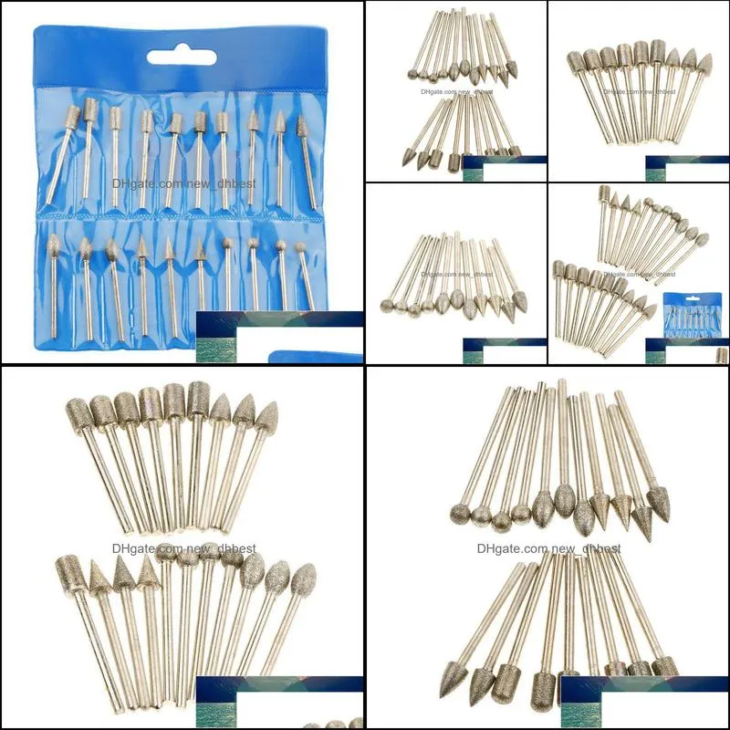 Andere deurhardware gebouw benodigdheden huizentuin 20 stks dremel accessoires diamant slijpende koppen mini bit set roterende boorgereedschap braden dro