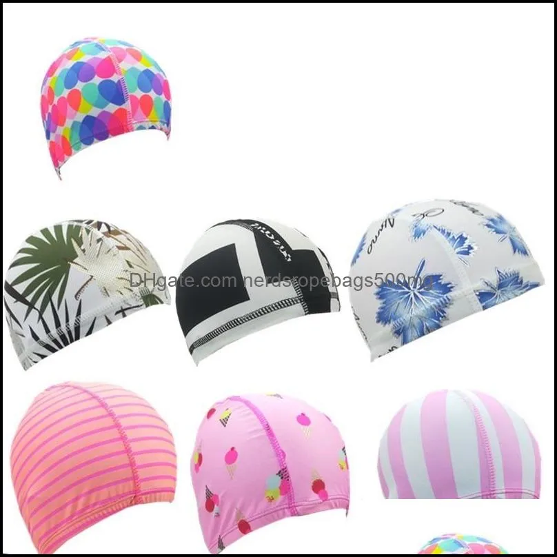 Pattern Printing Swimming Cap Nylon Solid Color Shower Hat Water Proofing Headgear Special For Swim And Wading Adult Only 0 9dm B2