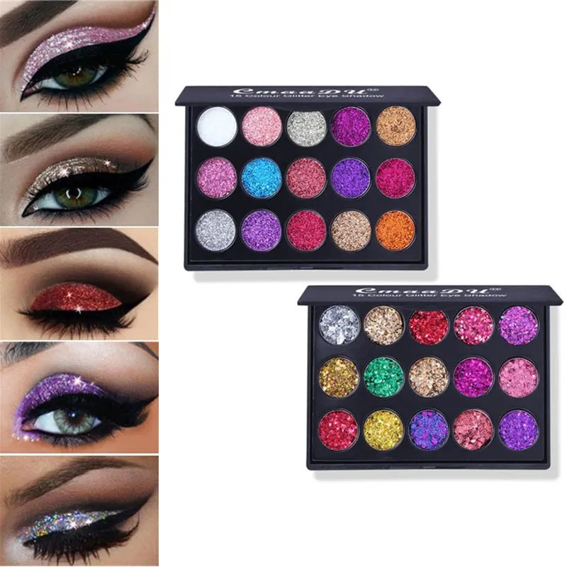 Sombra dos olhos 15 Cores Shimmer Matte Eyeshadow palete glitter duradouros pigmentos à prova d'água brilharem maquiagem