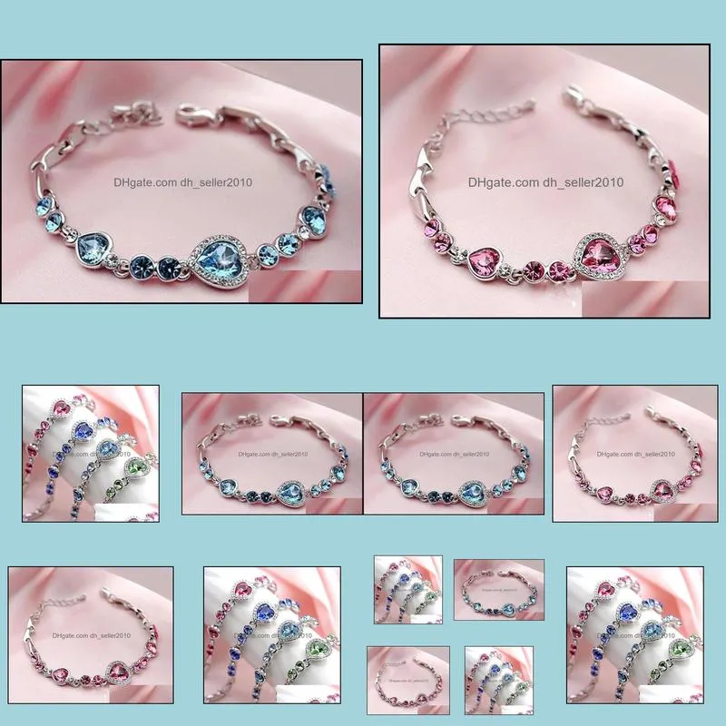 bracelets for women women`s korea bracelet fashion heart crystal bracelets bangles glamorous heart bracelet