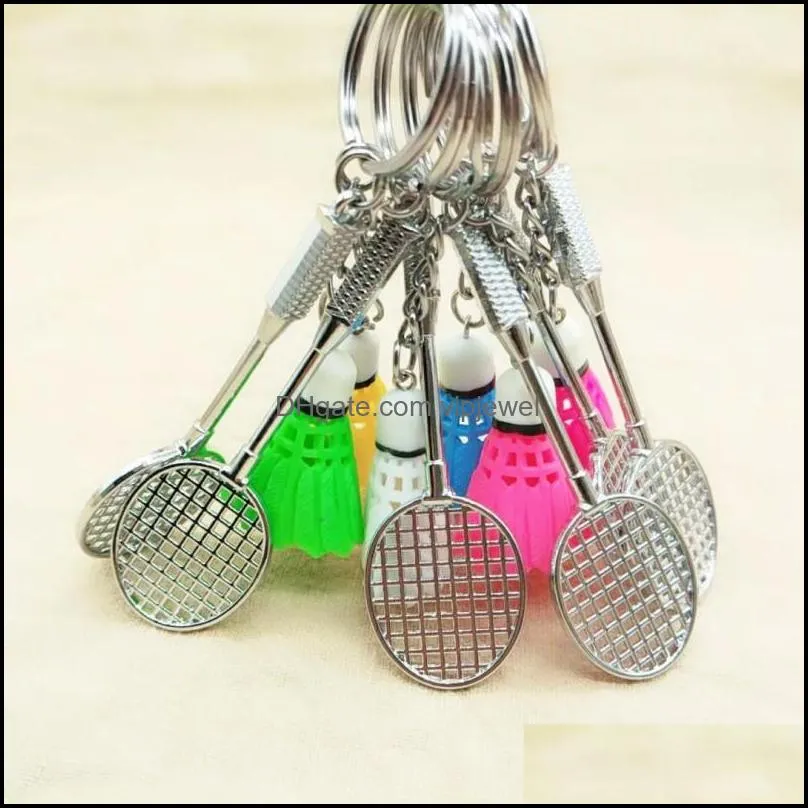 mini badminton racket balls key ring pendant 3d keyfob keychain car bag creative keyring holder gifts 6 colros g630q a