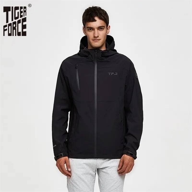 Tiger Force Mens Casual Spring Kurtka samca z kapturem wiatraka wiatraka wiatrakowa płaszcza o rozmiarach płaszcza męska płaszcza odzieży wierzchniej 201116