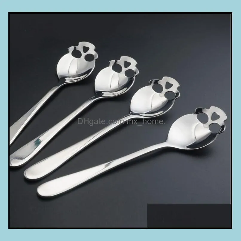 Stainless Coffee Spoon Skull Shape Dessert Spoon Food Grade Stainless Ice Cream Candy Tea Spoon 15.1*3.4*0.25cm