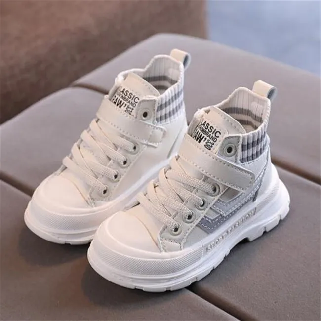 Fashion Childrens Martin Boots Autumn Winter Kids Shoes High Sneakers Leather Toddler Boys Girl Snow Boot