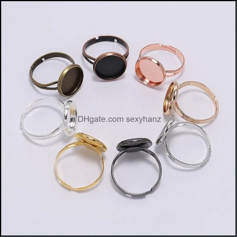 adjustable blank ring base fit dia 10mm stone glass cabochons cameo settings tray diy jewelry making ring sexyhanz