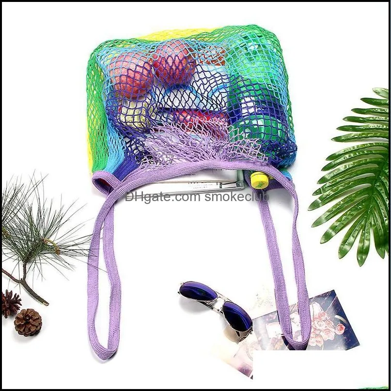 Colorful Net Pocket Large Capacity Tote bag Mesh Shopping Bag Reusable String Fruit Storage Handbag Shop Grocery Tote Bag