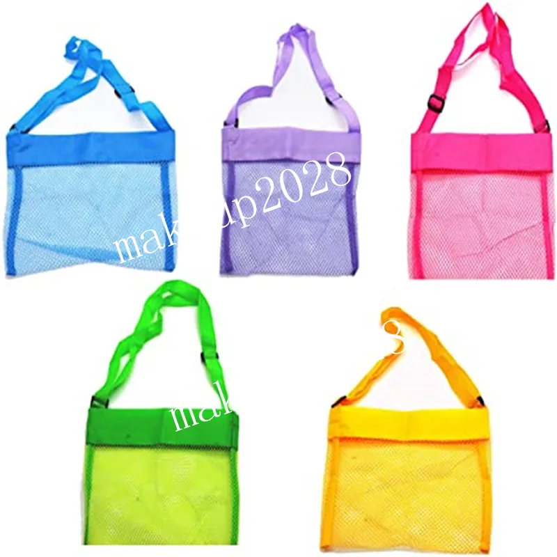 다채로운 해변 메쉬 가방 휴대용 셸 저장 가방 크로스 바디 여름 해변 수영 액세서리