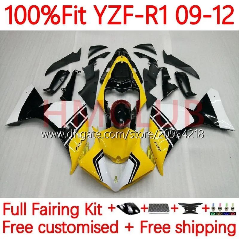 حقن الجسم ل Yamaha YZF-R1 YZF1000 YZF R 1 1000 CC 2009-2012 هيكل السيارة 5no.6 YZF R1 1000CC YZFR1 09 10 11 12 YZF-1000 2009 2011 2012 2012 2012 OEM Fairing Kit الأصفر الأبيض