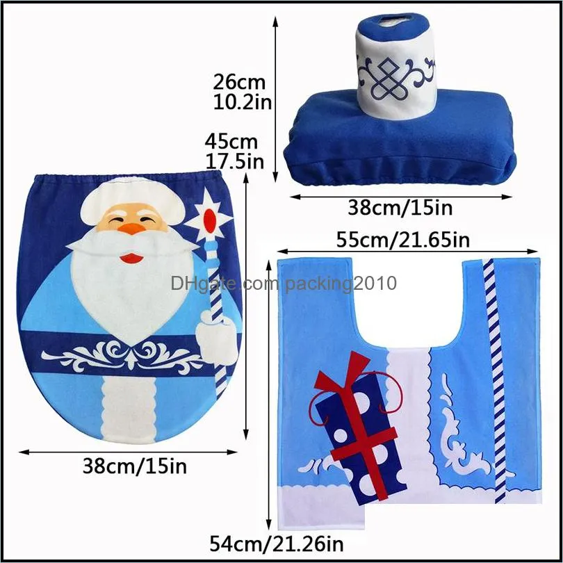 christmas santa toilet seat cover toilet paper box covers rug set christmas decoration bathroom decor sets