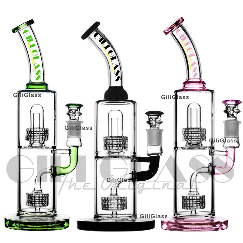 Narghilè Tubi di tabacco gorgogliatore doppio perc Qualità Vetro unico Fumo di cera Acqua Bong Pipa Dab Rigs Percolatore 18,8 mm Accessori per bicchieri di giunzione