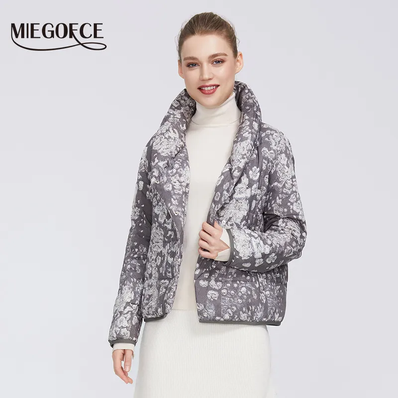 MIEGOFCE Collection Printemps Femmes Imprimer Veste Manteau Longueur Moyenne Col V Col Chaud Coupe-Vent Parka 201026