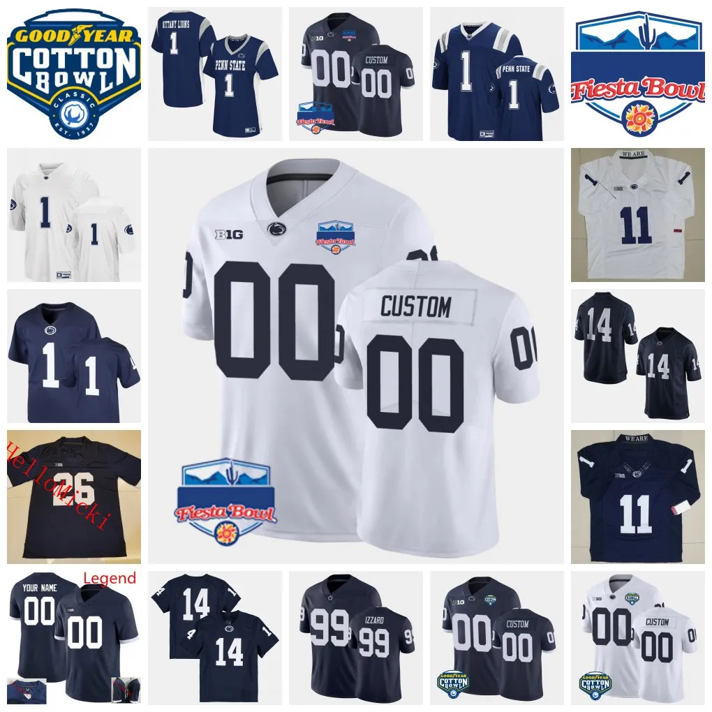 2022 NCAA Custom Penn State Nittany Lions Maillot de football cousu Norval Black Jersey 10 John Lovett 16 Khalil Dinkins 6 Cam Sullivan-Brown 55 Fatorma Mulbah Maillots