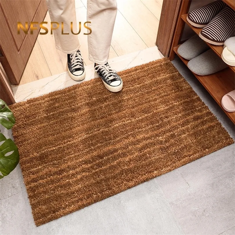 Outdoor Front Door Mat Entrance Doormat 40x60cm Natural Yellow Coconut Fiber Thicken 15mm Anti-Slip Shoes Clean Mat Carpet Rug T200415