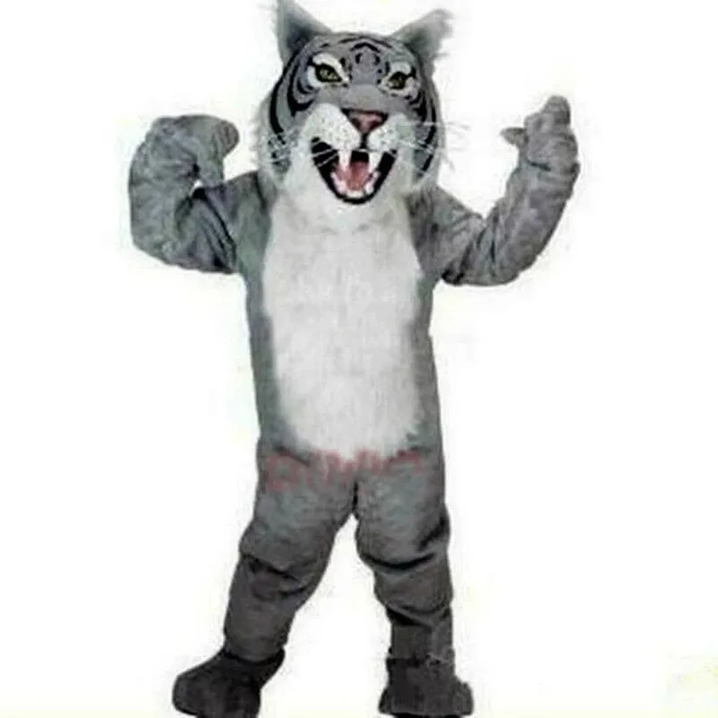 Costume da mascotte di tigre pelosa Fursuit di pelliccia lunga Personaggio dei cartoni animati per adulti Vestito operato Halloween Natale Anime Parade Suits261S