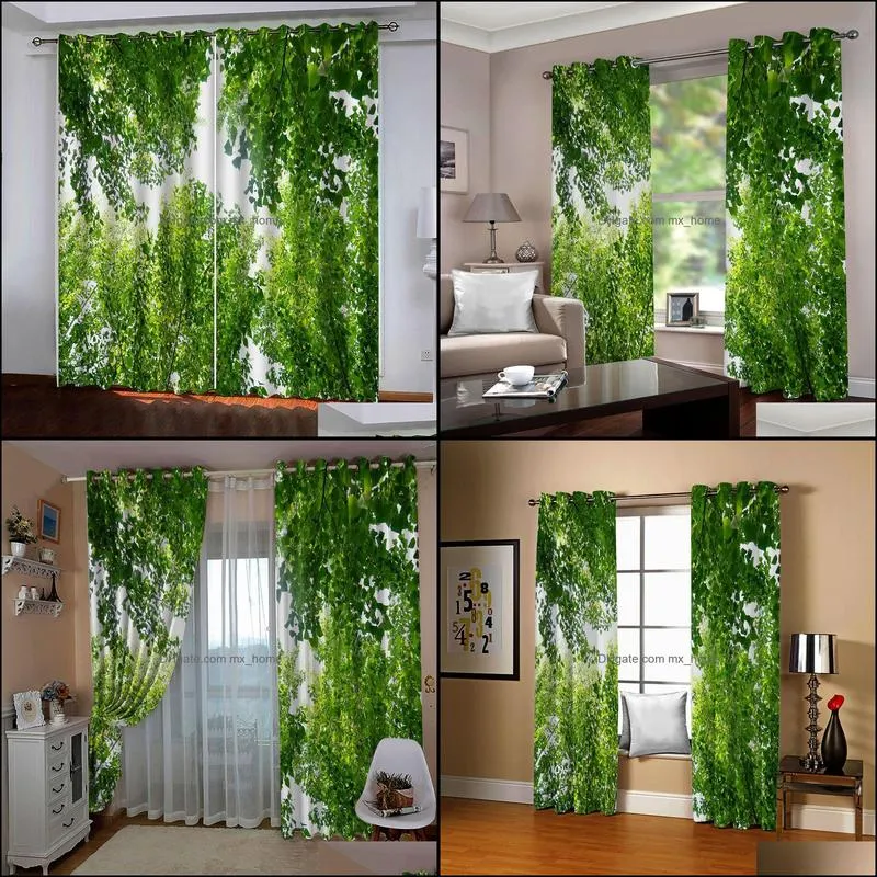 Custom green forest curtain Luxury Blackout 3D Curtains For Living room Bedding room Office blackout curtains