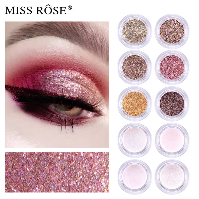 MISS ROSE Single Mermaid Shimmer Glitter Eyeshadow Palette Holographic Pigment Eyeshadow Pallete Bling Gloss Cream Face Glow Makeup