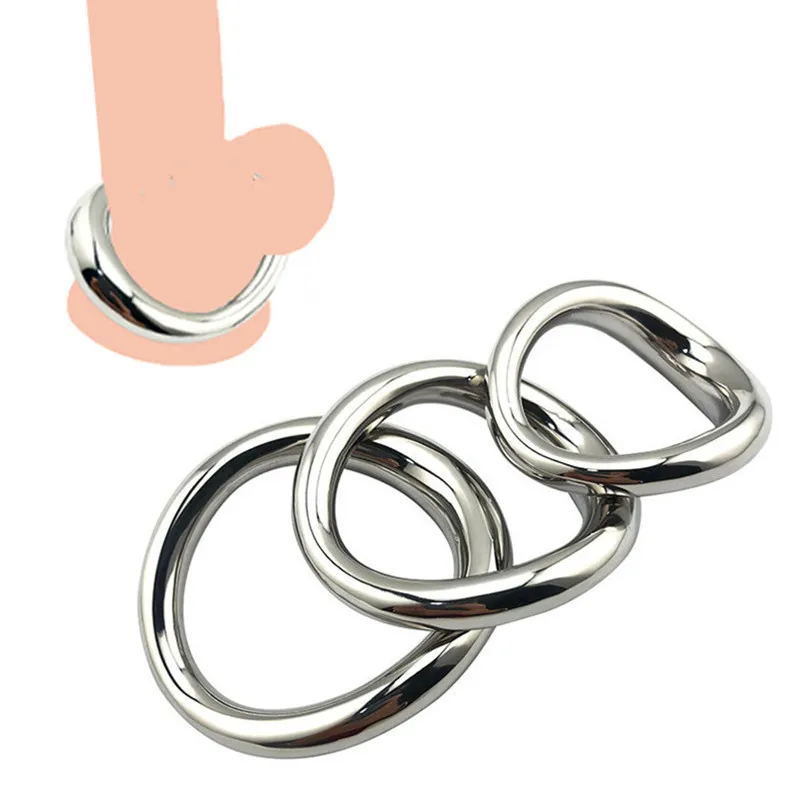 3 size large Heavy Duty male Ball Scrotum Stretcher metal penis lock  bondage cock Ring Delay