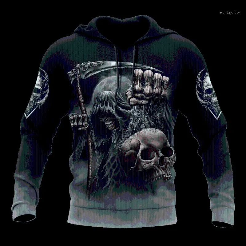 Heren Hoodies Sweatshirts Premium Fear Skull Tattoo 3d All Over Gedrukte mannen Women Fashion Hoodies/Sweatshirt/Zipper Lange mouwen Harajuku