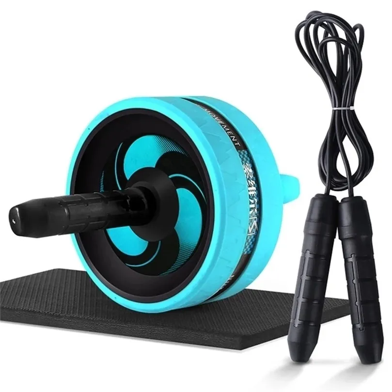 Rollerjump touw geen geluidsbuikwiel AB -rol met mat voor training fitnessapparatuur accessoires Body Building 220429