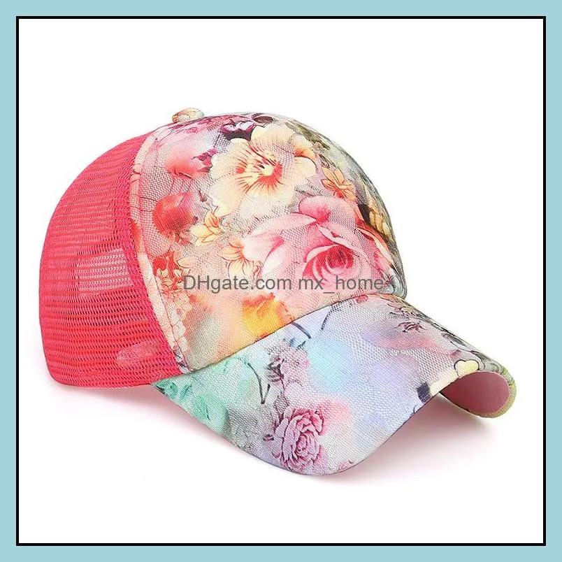 Girl Rose Flower Caps Unisex Classic Baseball Hats Summer Mesh Hat Snapback Leisure sunshade Cap Hip Hop Hat GGA2496