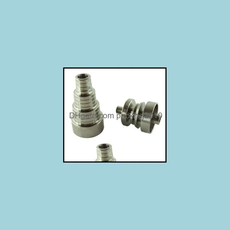 Universal Domeless Titanium Nail 10/14/18mm Male and Female Adjustable Adapter Ti Nail 10mm&14mm&19mm 6 IN 1 GR2 Titanium Nail Glass