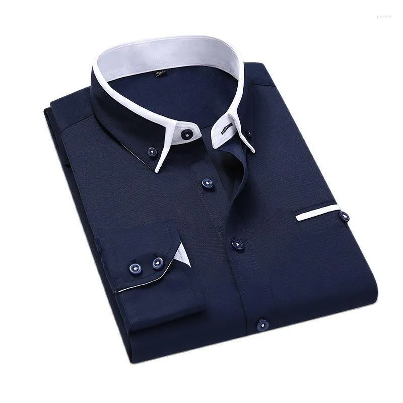 Koszulki męskie Sprężyna jesień koszula biznesowa Mężczyźni bawełniany męski swobodny rękaw Wysokiej jakości ubrania mężczyzn bluzki plus size s-5xlmen's