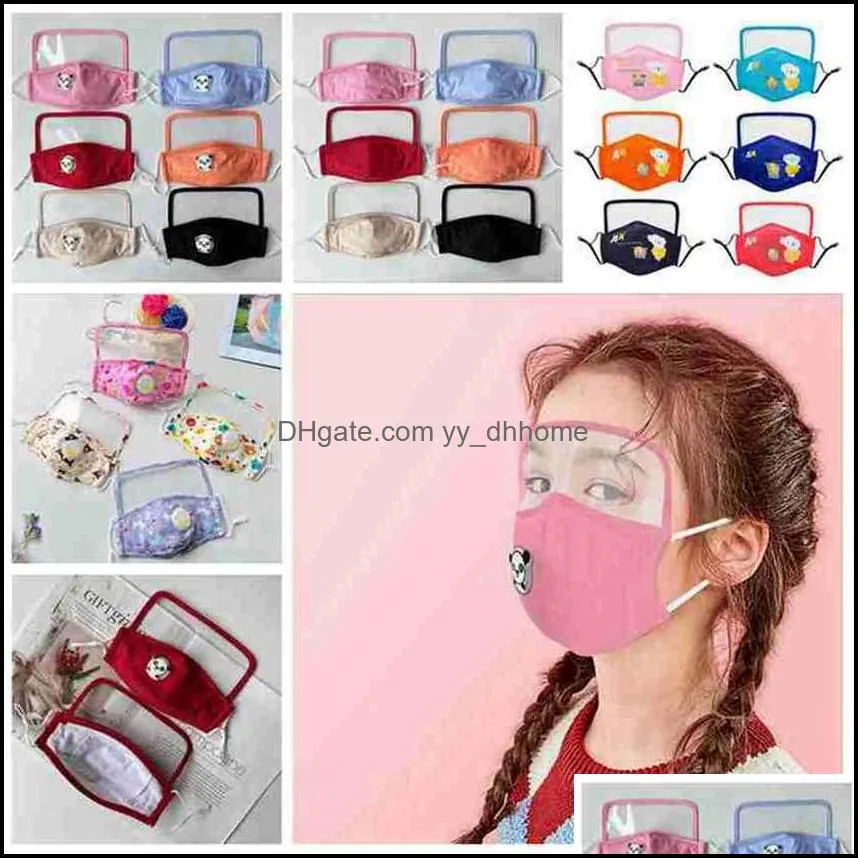 22 styles kids face masks with face shield anti dust respirator protective masks washable reusable anti fog cotton mouth mask cyz2516