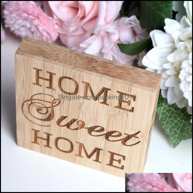 wood block sign plaque decorative word plaques wooden ornament you are always loved home sweet home for home decor 10*10 cm