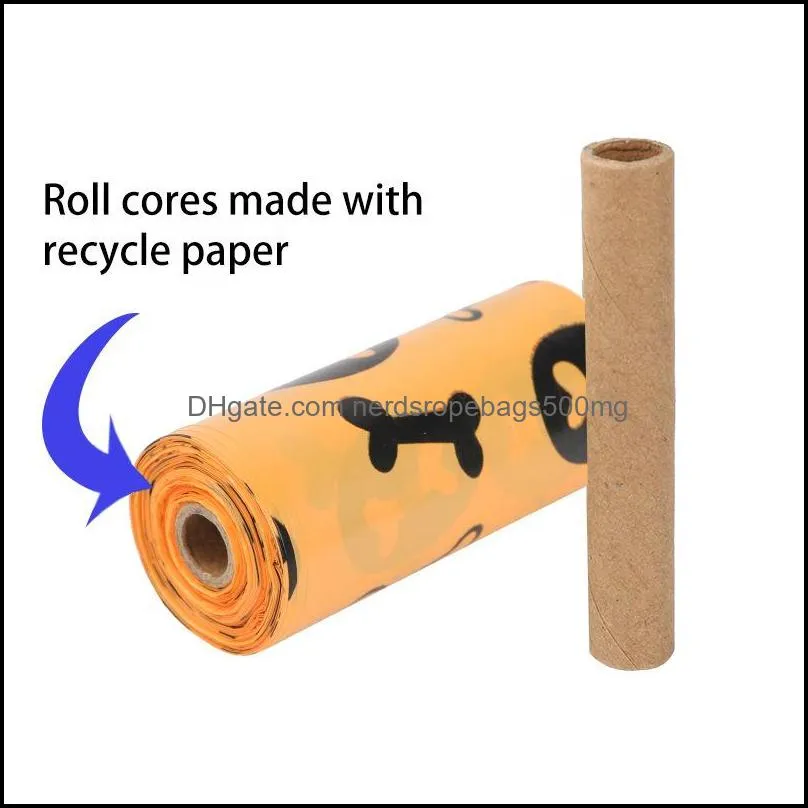 16 Roll/Set Degradable Dog Poop Bag with 1 Dispenser Outdoor Puppy Cat Garbage Bags RRF14177