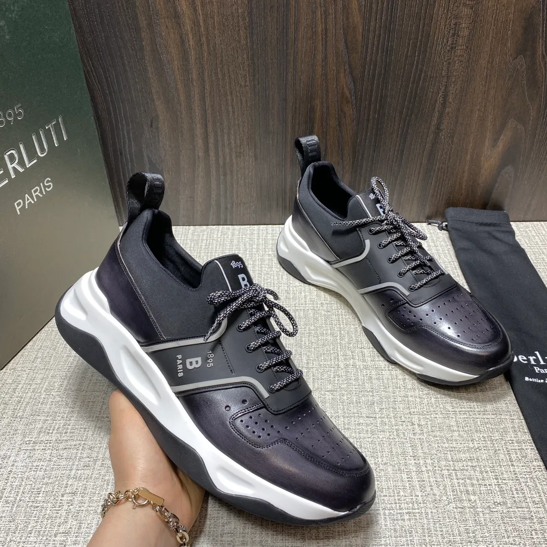 Berluti Designers Premium Leather High-Top Casual Sneakers