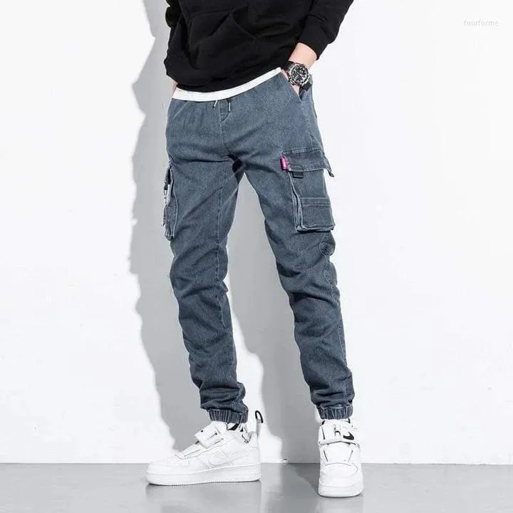 Denim cargo joggers mens online