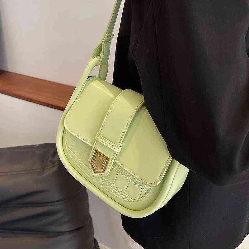 Stone Pattern Saddle Crossbody Messenger Bag 2022 Summer PU Leather Trendy Women's Designer Handbag Totes Luxury Shoulder Side B G220509