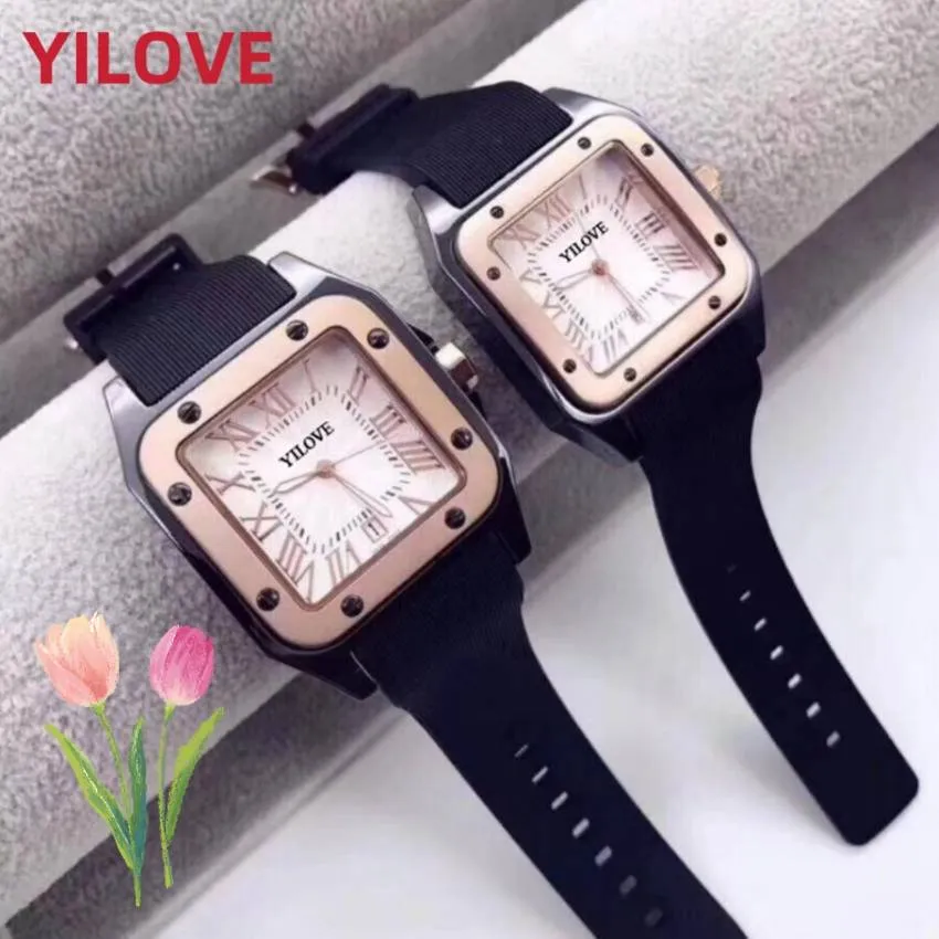 Hochwertige Mode Japan Quarzwerk Uhr 40mm 34mm Voll 316L Edelstahlgehäuse Uhr Paar Männer Frauen Montre De Luxe Geschenke Gummi Kalender Armbanduhren