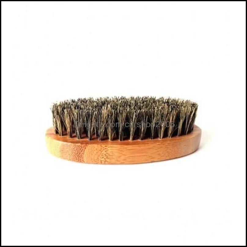 Bamboo Beard Brush Boar Bristles Wooden Oval Facial Cleaning Men Grooming No Handle Hair Brushes High Quality 4 8zc G2