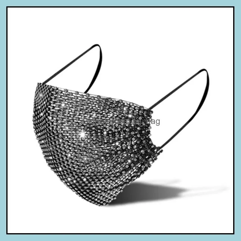 fashion colorful mesh designer party masks bling diamond rhinestone grid net washable sexy hollow mask for women wll927