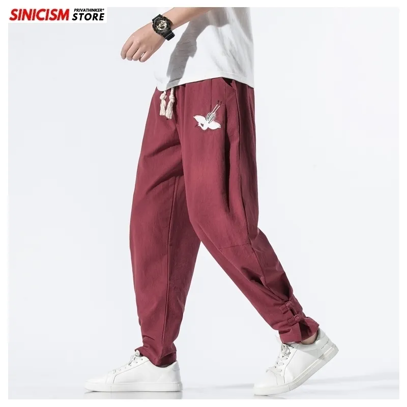 Sinicisme store heren Chinese stijl harembroek mannelijke zomer casual fulllength joggers man kraan borduurwerk losse toursers 201112