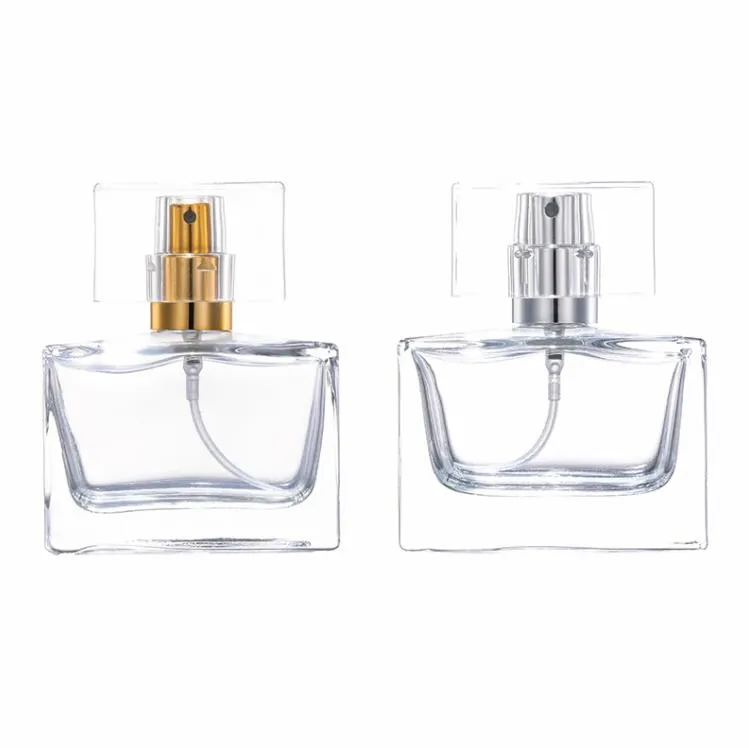 Bouteille de parfum vide en verre de 30 ml, atomiseur carré rechargeable, format voyage, SN4769