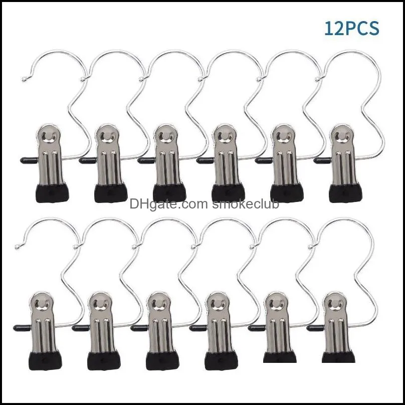 Clothing & Wardrobe Storage 12pcs Metal Boot Hanger Hold Stainless Steel Travel Clips Clothes Pins Home Portable Laundry Hook Sturdy