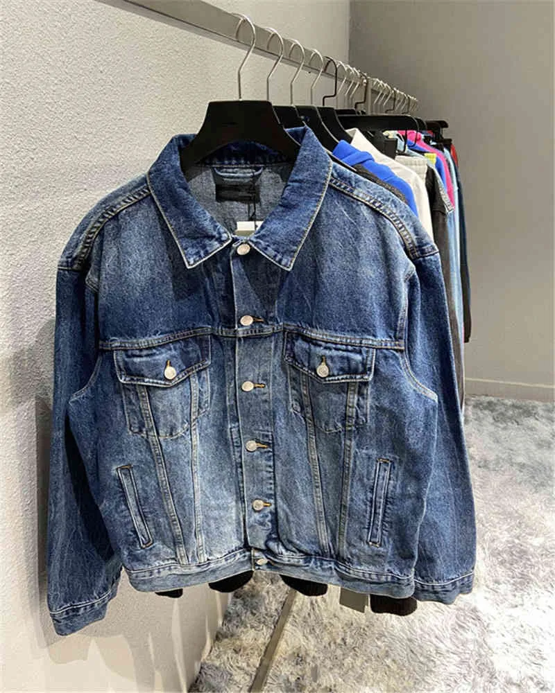 Vestes manteaux excellent sens version design automne et hiver nouveau dos brodé denim couple lavage eau usé trou veste en jean