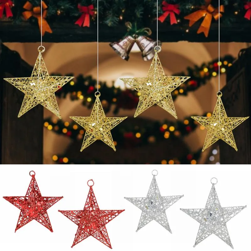 Juldekorationer 15/20 cm Star Pendant Glitter Fempunktsjärnprydnad för bröllopsfestival Party Xmas Tree Hanging Decoration 7Chris