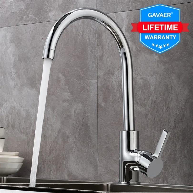 Gavaer Kitchen Faucet 360 회전 부엌 싱크대 탭 탭 클래식 스무드 워터 탭 조정 디자인 핫 및 콜드 듀얼 사용 및 거품 순 T200423