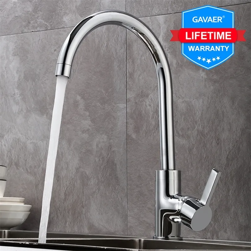 Gavaer Keukenkraan 360 Roteren Keuken Sink Tap Klassiek Glad water Taps Aanpassing Design heet en koud dubbel gebruik en schuimend net T200423