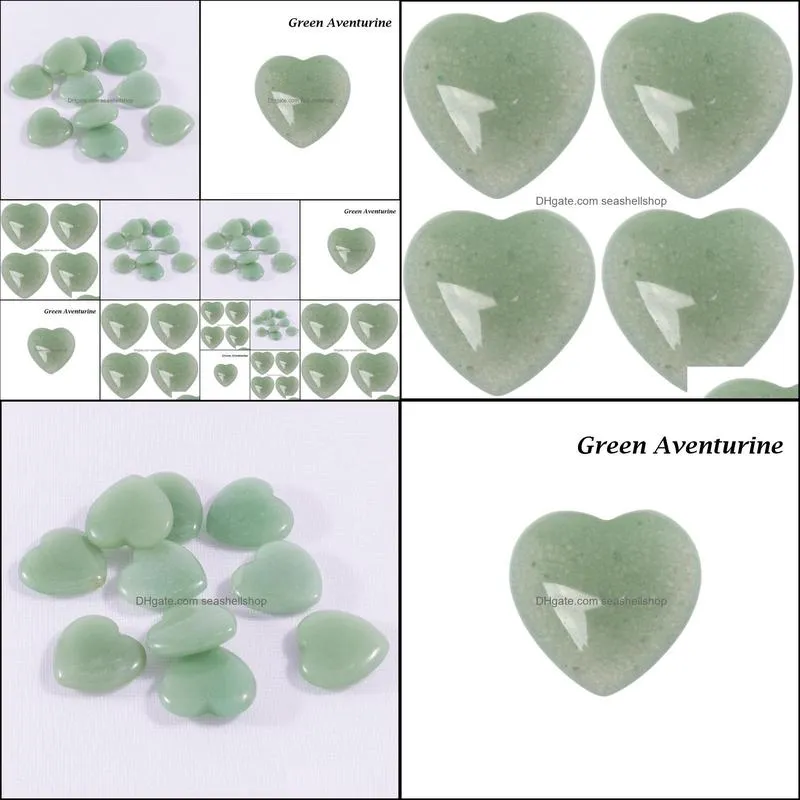 heart shaped stone natural green quartz gemstone crystal healing chakra reiki craft fun toys 20x6mm