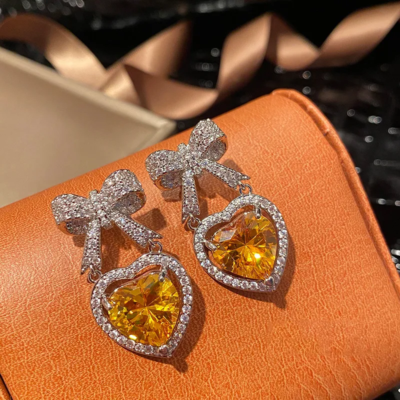 Nouveau luxe brillant zircon coeur S925 argent aiguille boucles d'oreilles femmes mode coréenne haut de gamme boucles d'oreilles bijoux accessoires