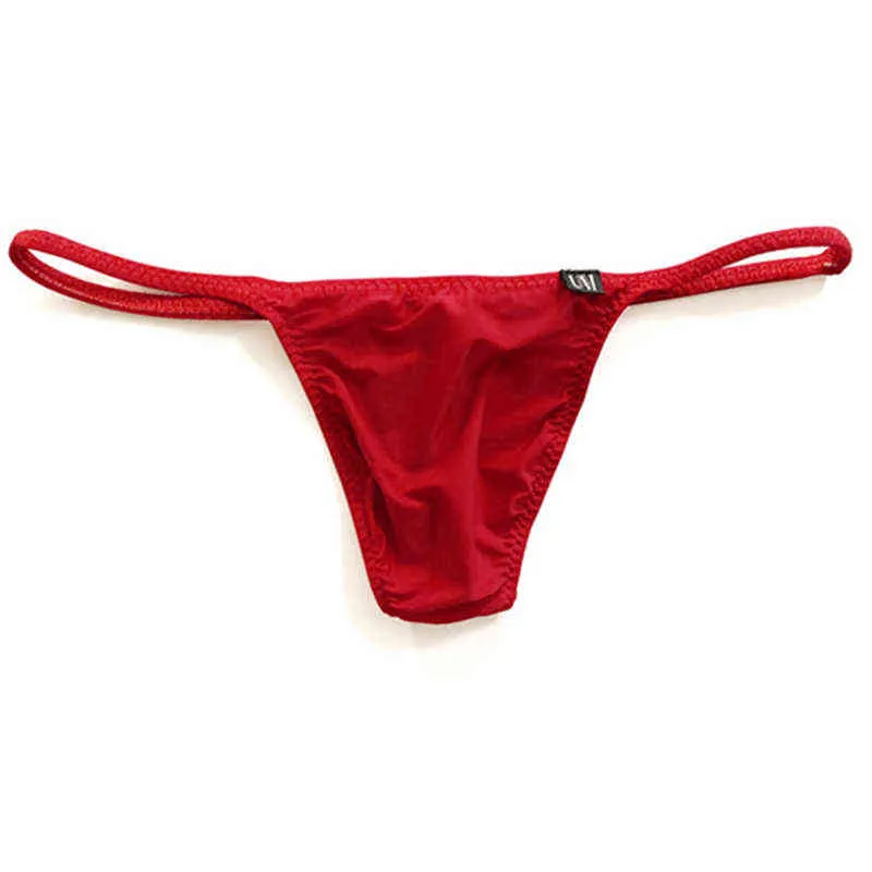 Ultradunne doorschijnend platte naadloze mannen Thong onderbroek mannelijke lage taille sexy strakke ondergoed elastische G-string broek W220324