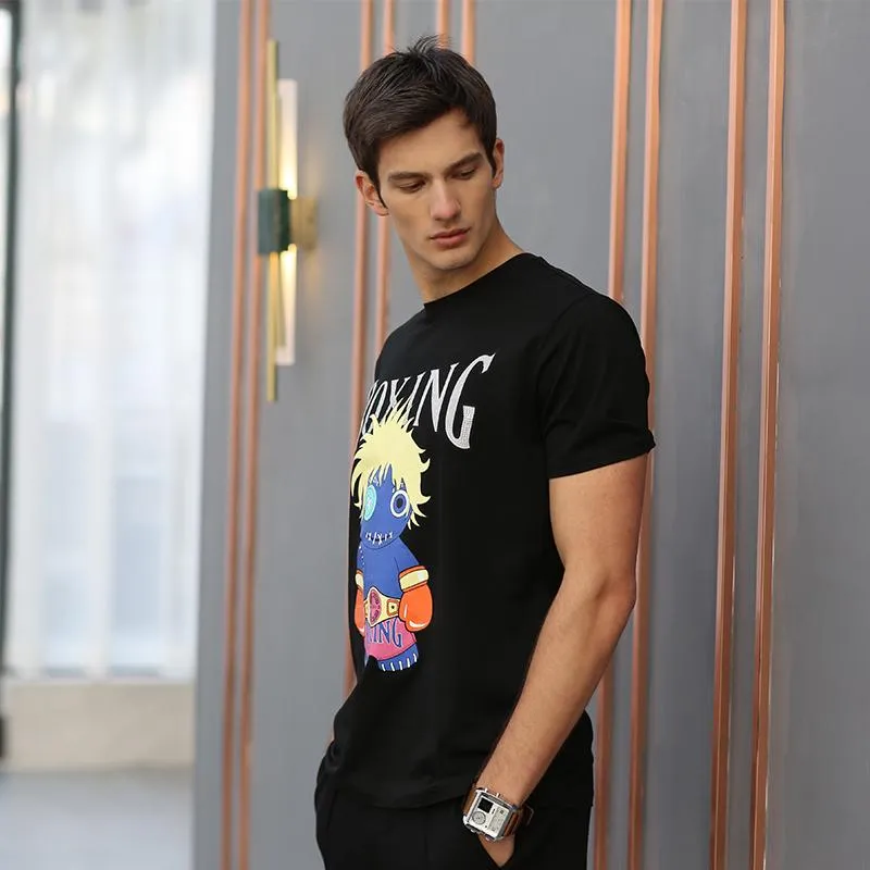 最新の激安 メンズtシャツアレクスペリン漫画ボクシングラインストーンストリートウェアコットンtシャツ半袖メンズ衣料ファッション22夏の丸首f 安い直営店 Gdcuttersoo Ac In